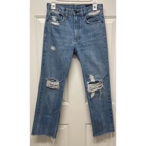 Rag & Bone Straight Leg Jean in Shaker Wash Distressed Raw Hem size 27